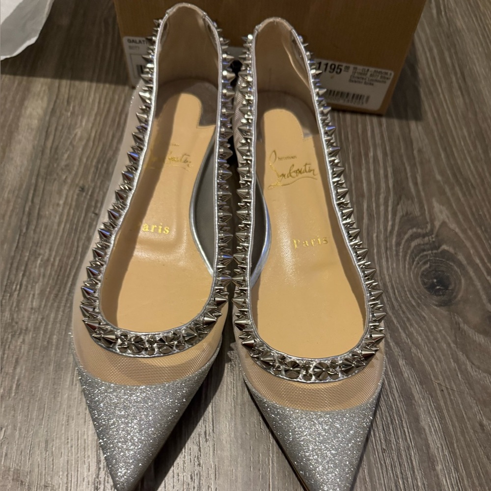 Christian Louboutin Galativi Spikes Flats Mesh